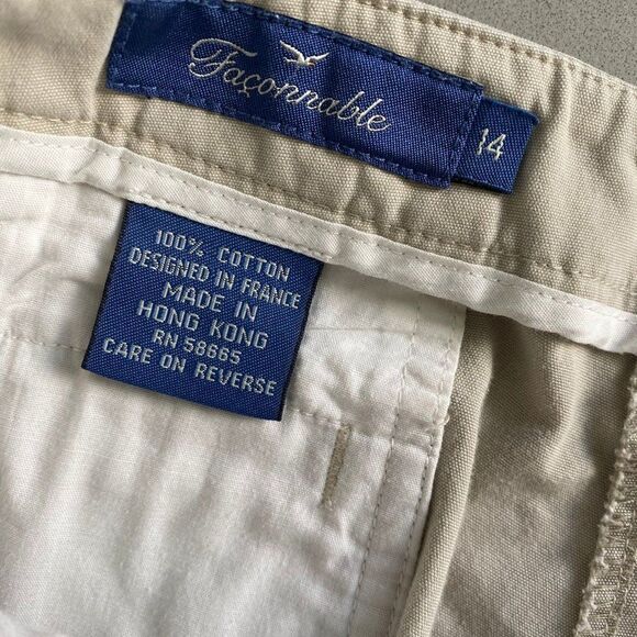 Façonnable Women's 14x32 Beige Khaki Trousers Pants 100% Cotton Preppy - Picture 2 of 3